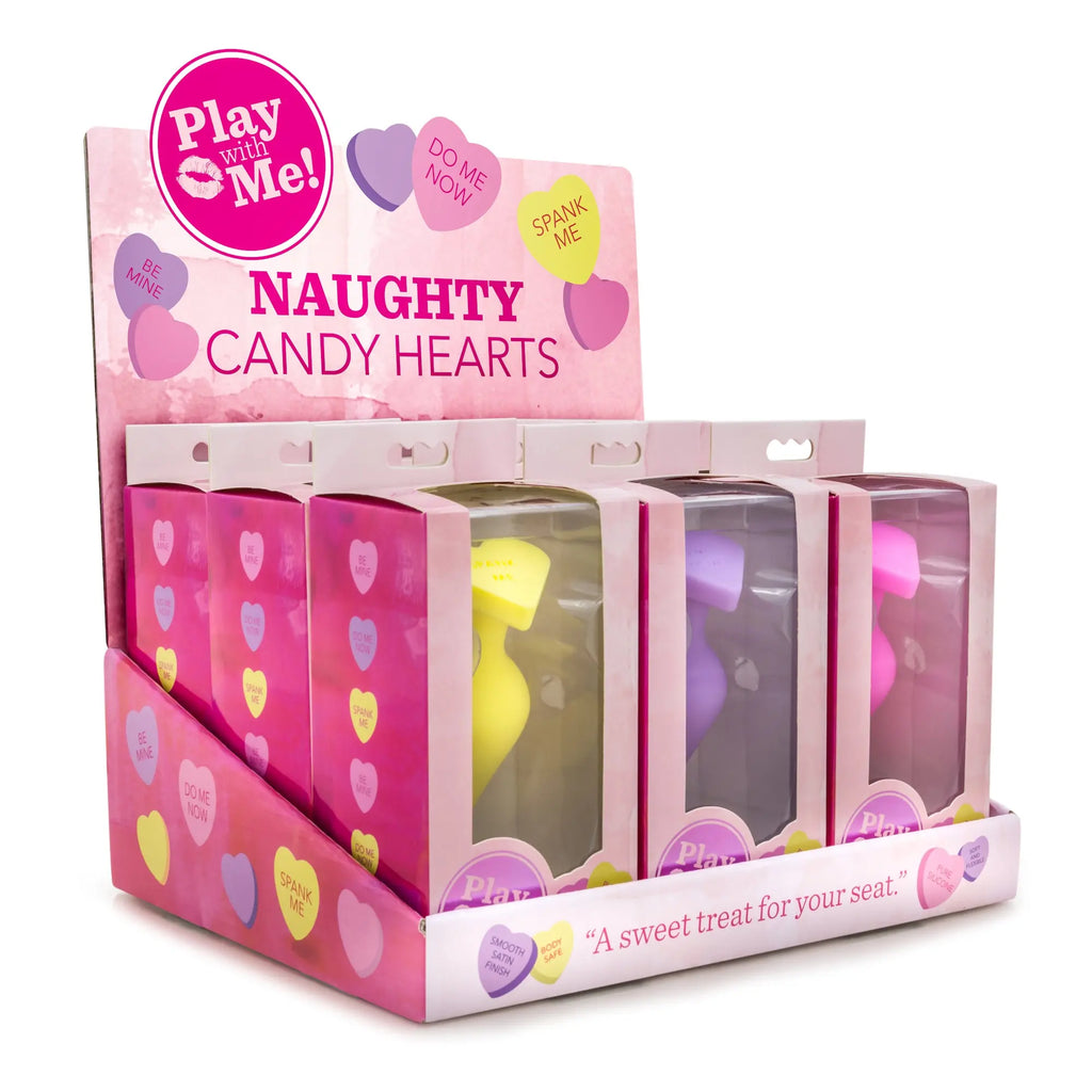 Naughty Candy Hearts Display - 9 Pieces - Assorted Colors – body-safe silicone | Fu'Cha Exotics