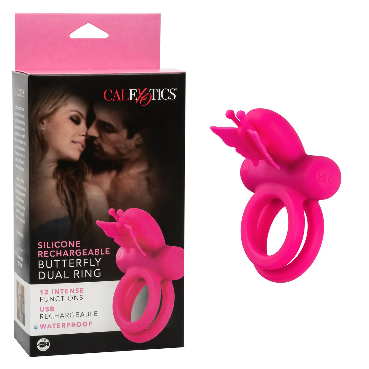 Silicone Rechargeable Dual Butterfly Ring - Pink – body-safe materials | Fu'Cha Exotics
