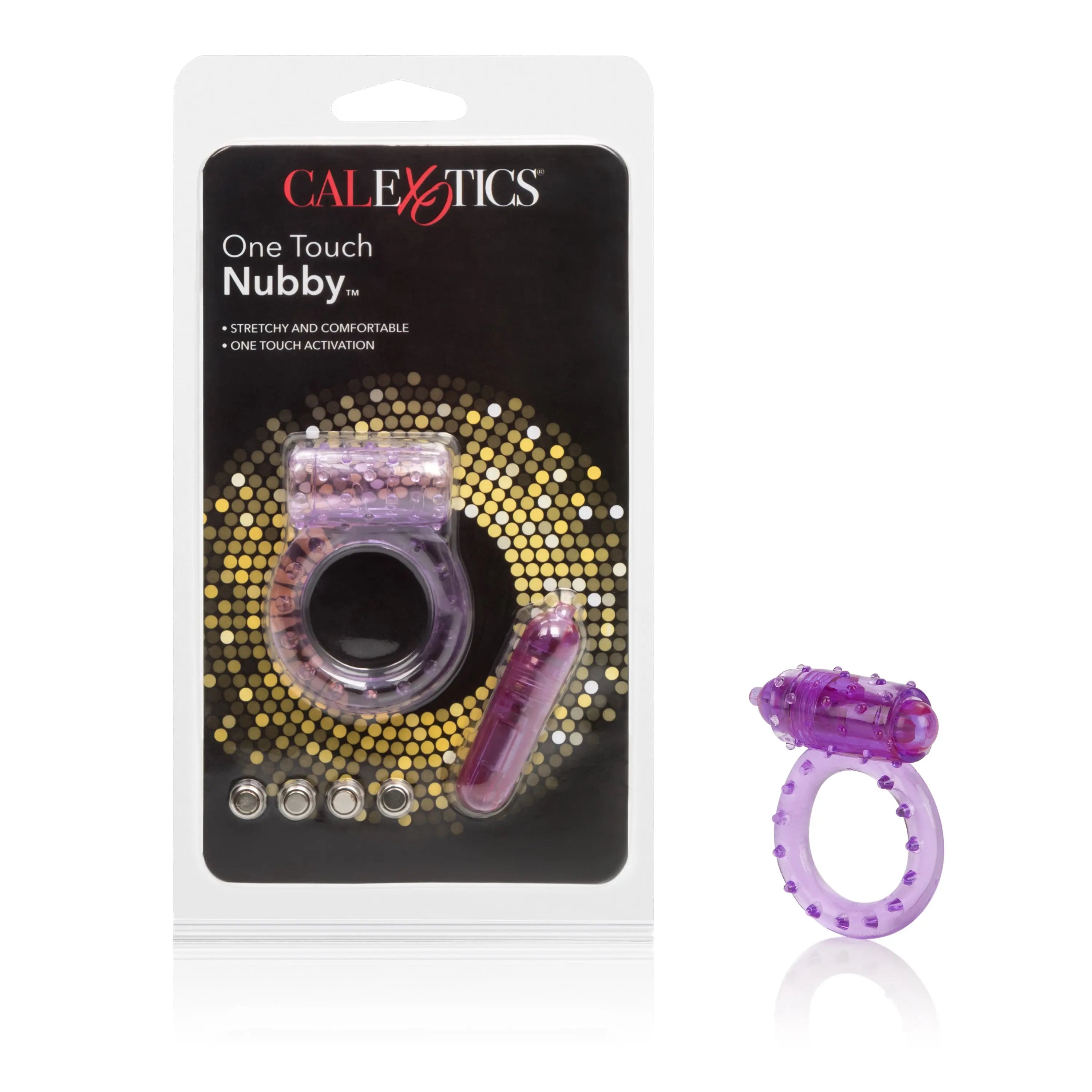 Purple silicone one-touch nubby set with ring and small wand-style piece