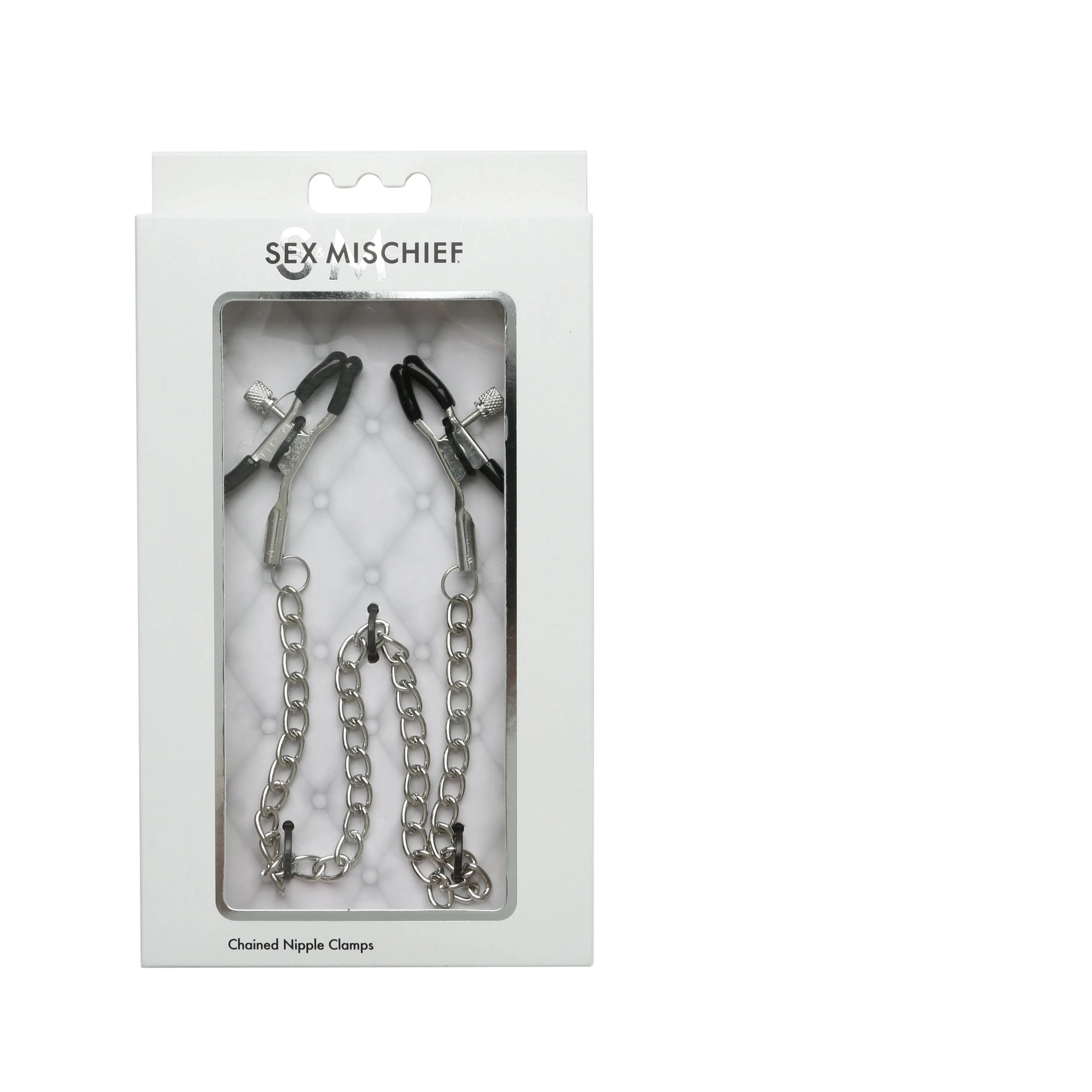 Chained nipple clamps set with metal clamps and connected chains