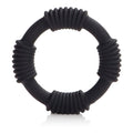 Hercules black ribbed silicone ring