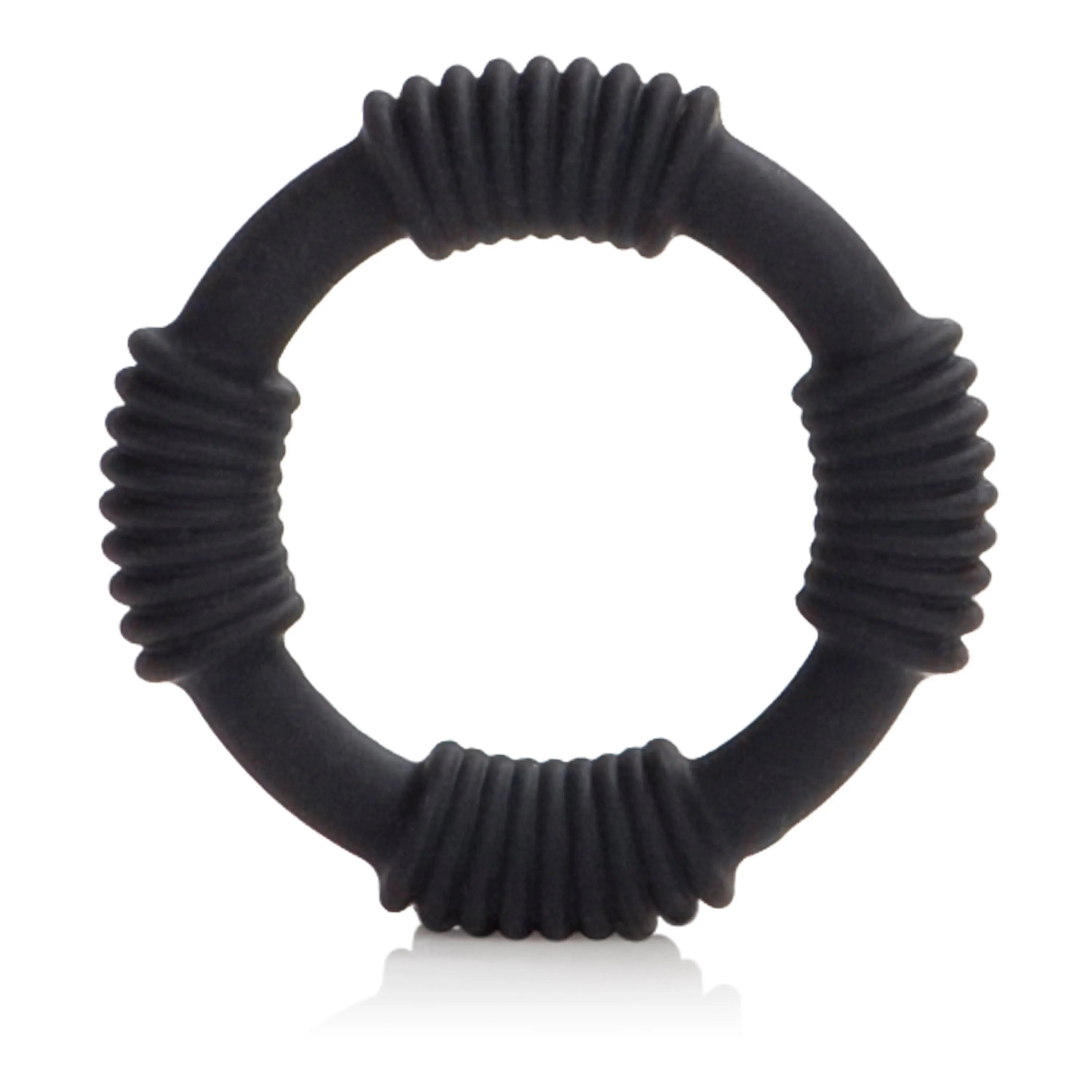 Hercules black ribbed silicone ring