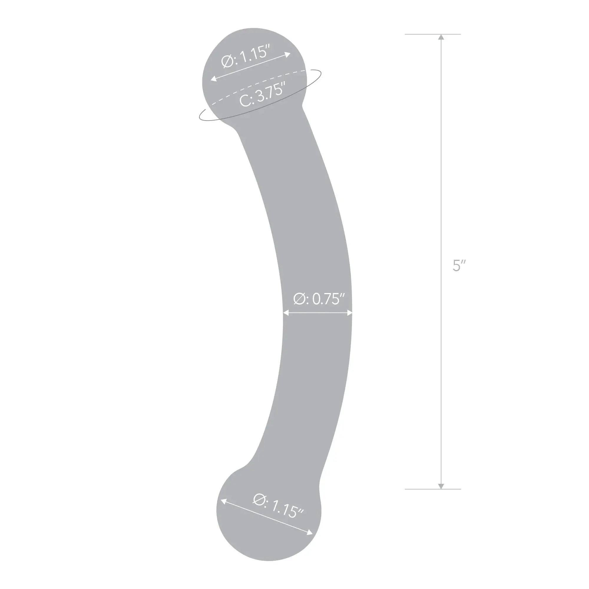 Dark curved dildo with rounded ends, 5 in length, double-ended shape