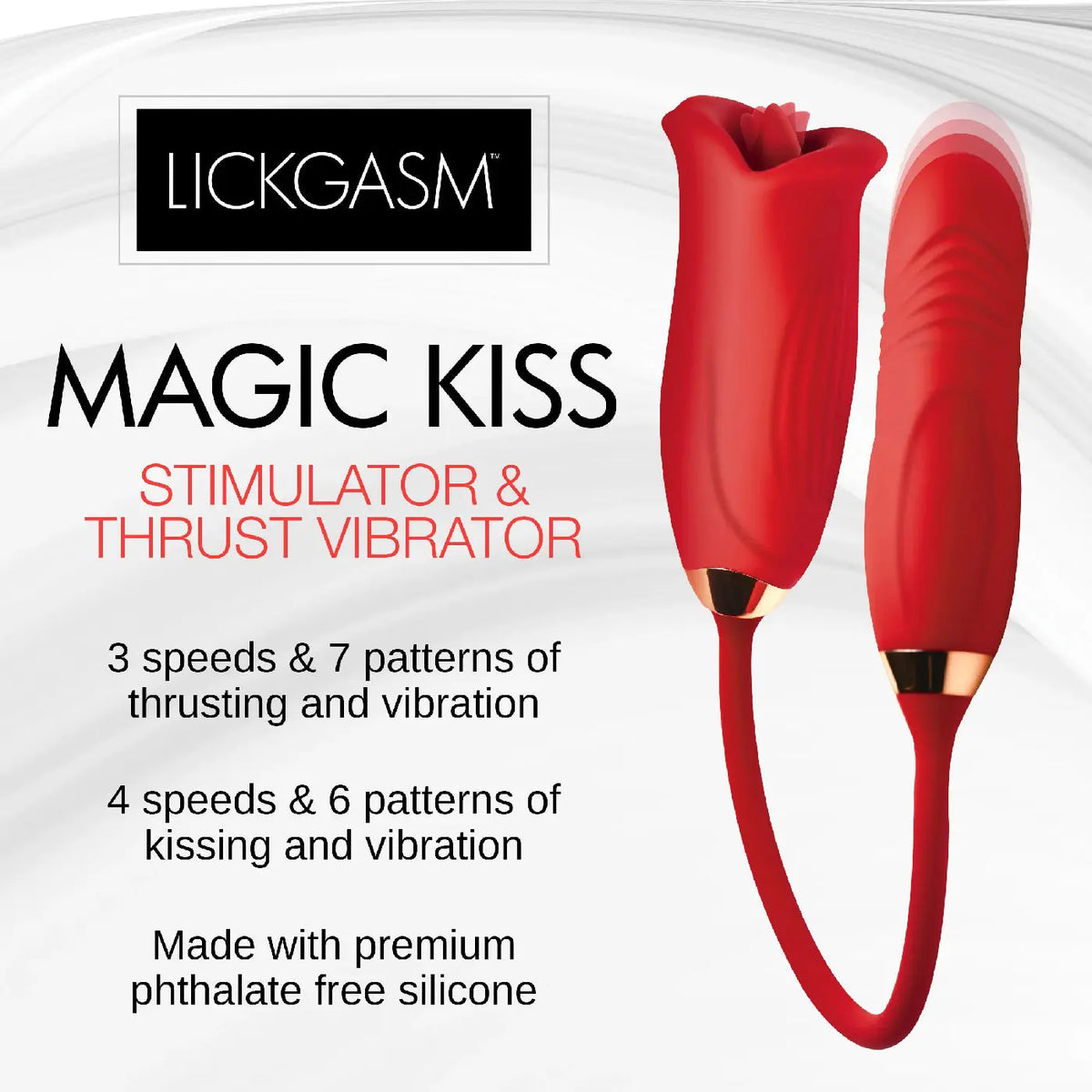 Magic Kiss Kissing Clitoral Stimulator With Thrusting Vibrator - Red – body-safe materials | Fu'Cha Exotics