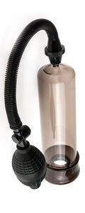 Black power pump with ribbed hose and clear canister body