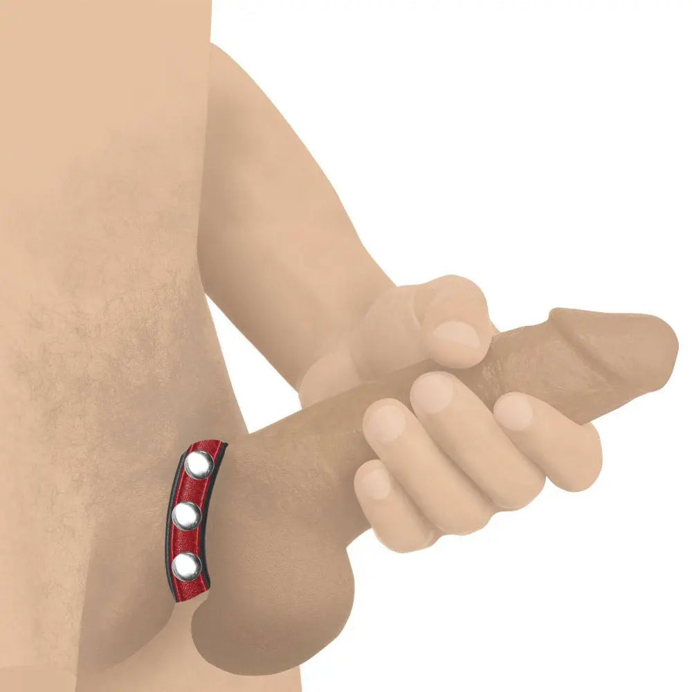 Cock Gear Leather Speed Snap Cock Ring - Red – genuine leather adjustable intensity | Fu'Cha Exotics