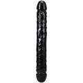 Black veined double-header adult toy, glossy finish, rounded ends, 12 in