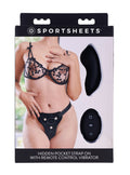Hidden Pocket Strap on With Remote Control Vibrator - Black
