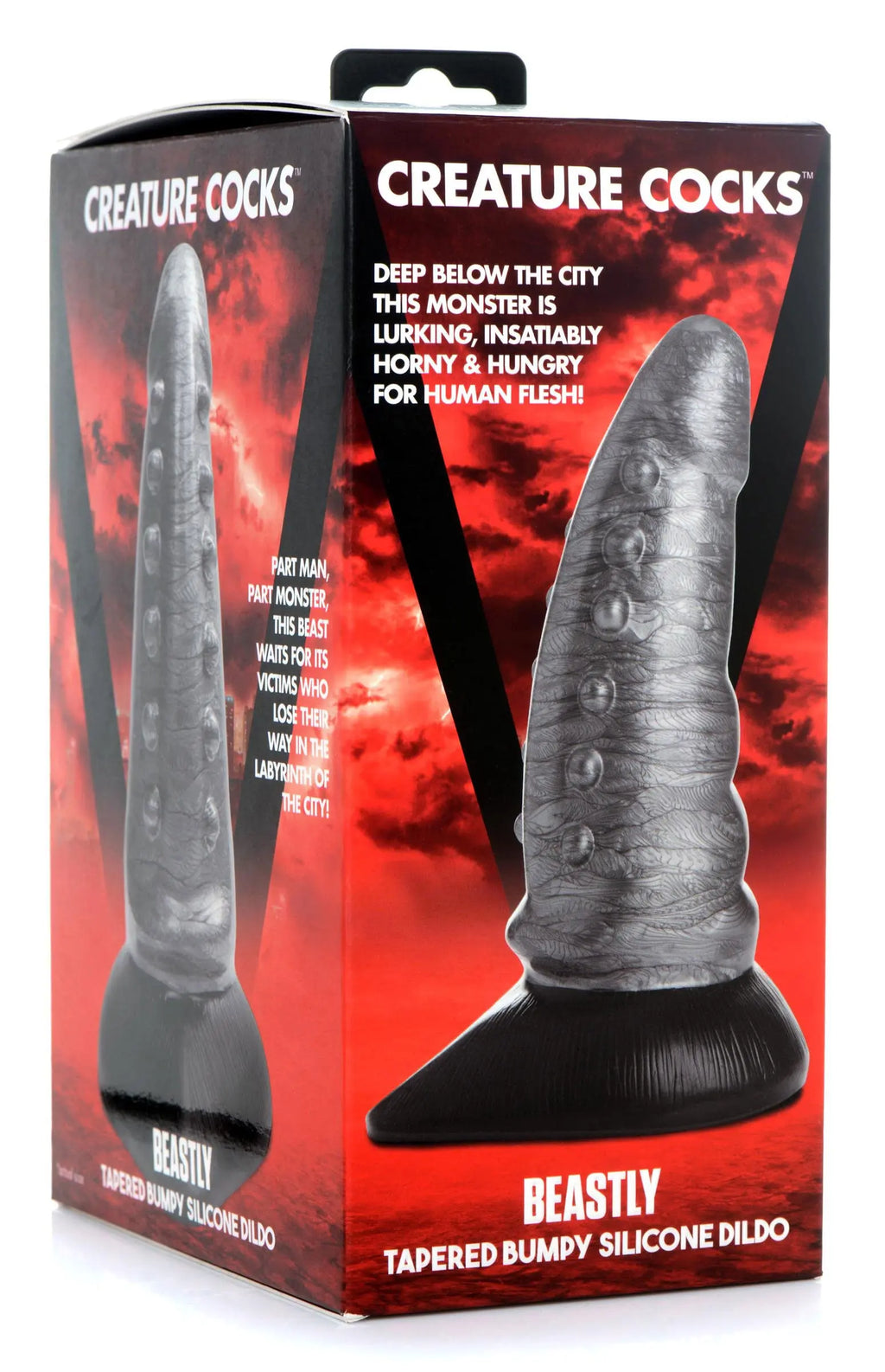 Beastly Tapered Bumpy Silicone Dildo - Silver – body-safe materials | Fu'Cha Exotics
