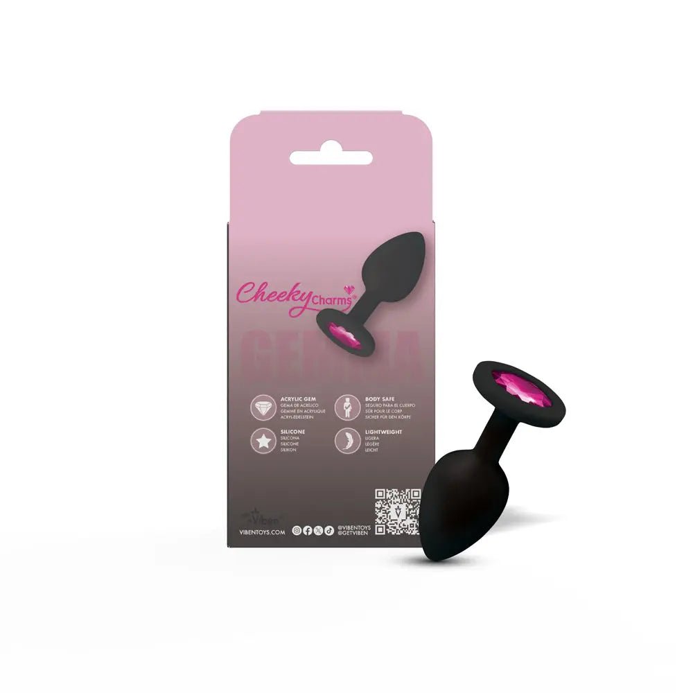 Gemma Pink Gem Black Silicone Plug - Small – body-safe materials | Fu'Cha Exotics