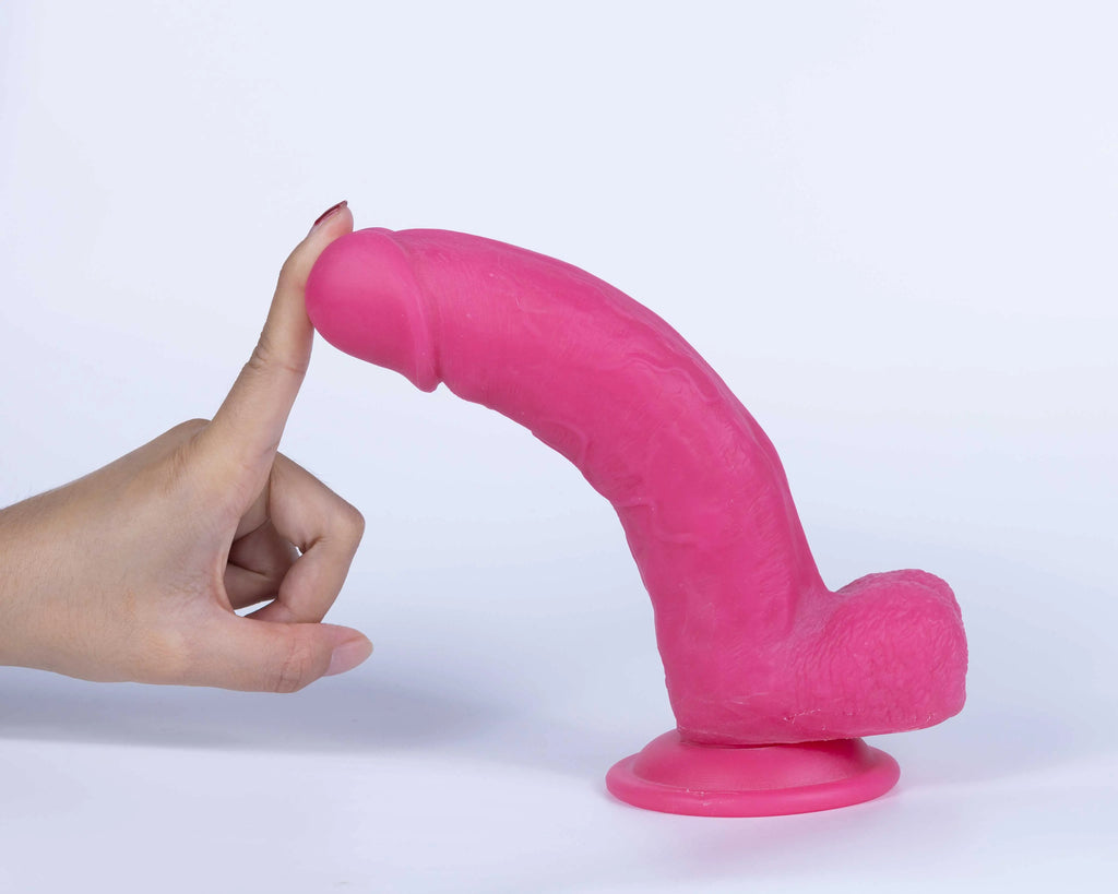 Real Skin Mr. Pink 7.5" Dual Layer Dildo – body-safe TPE fully waterproof | Fu'Cha Exotics
