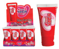 Virgin contracting lubricant tube, red squeeze container with Liquid Virgin label