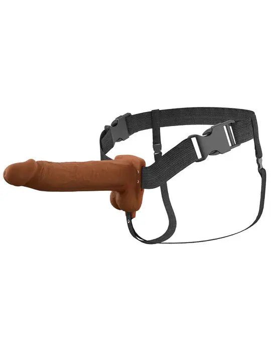 Fantasy X-Tensions Elite 8" Vibrating Hollow Silicone Strap-on - Brown – body-safe materials | Fu'Cha Exotics