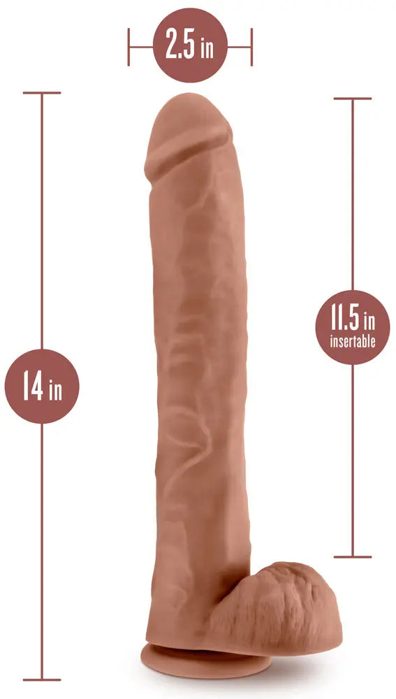 Au Naturel - Daddy - 14 Inch Dildo - Mocha – body-safe materials | Fu'Cha Exotics