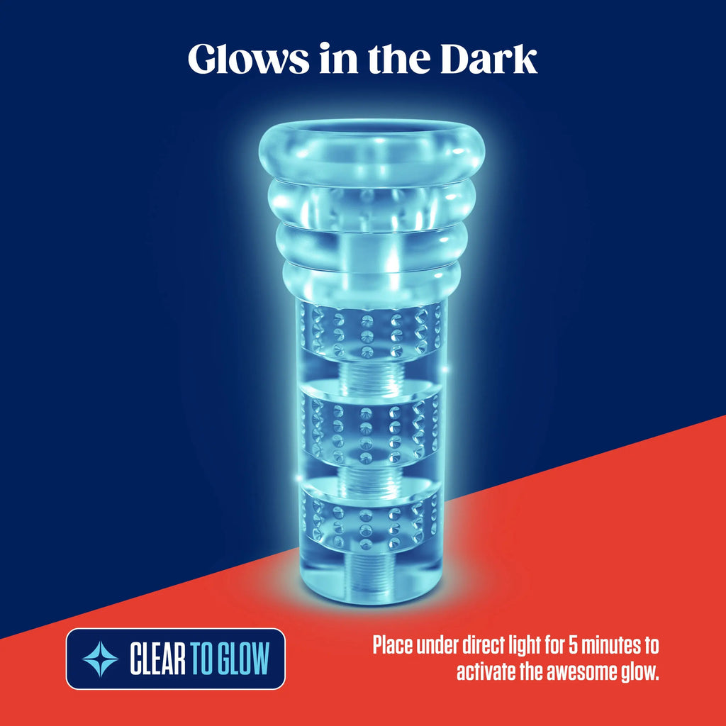 Rize - Luz - Glow in the Dark Self- Lubricating Stroker - Clear – body-safe materials suction stimulation | Fu'Cha Exotics