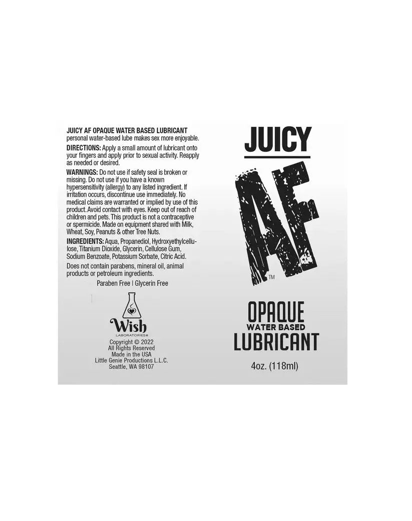 Juicy Af Water-Based Creamy White Opaque Lubricant - 4 Oz – body-safe materials | Fu'Cha Exotics