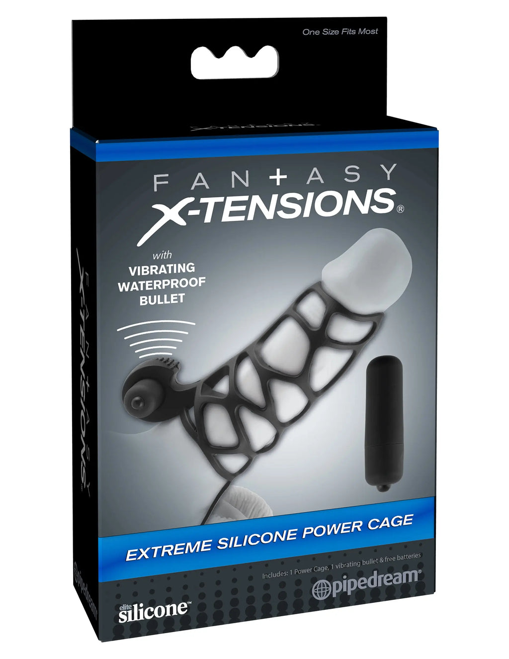 Fantasy X-Tensions Extreme Silicone Power Cage - Black – body-safe silicone fully waterproof | Fu'Cha Exotics