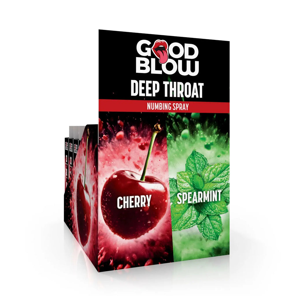 Deep Throat Numbing Spray Pop Display - Cherry/spearmint 24 Pcs – body-safe materials | Fu'Cha Exotics
