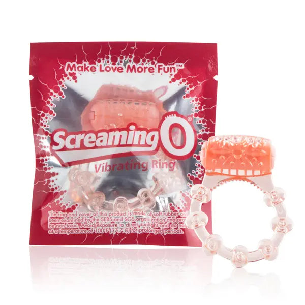 Screaming O vibrating ring with pink textured band and bead detail