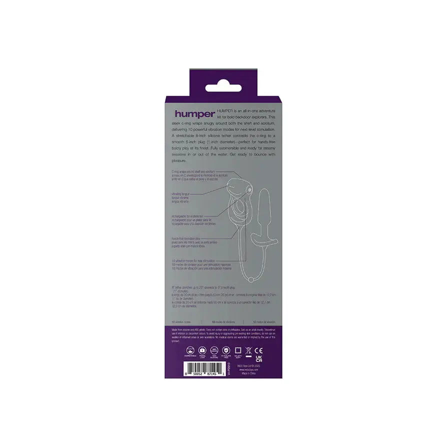 Humper Rechargeable Dual C-Ring With Anal Plug - Purple – body-safe materials | Fu'Cha Exotics