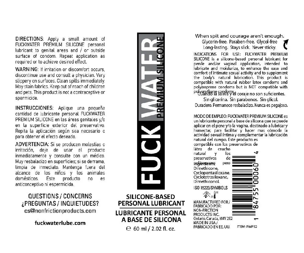 Fuck Water Premium Silicone Lubricant - 2 Fl. Oz. – body-safe silicone | Fu'Cha Exotics