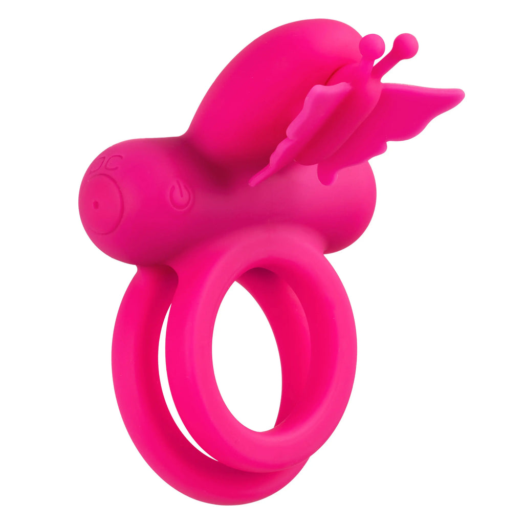 Silicone Rechargeable Dual Butterfly Ring - Pink – body-safe materials | Fu'Cha Exotics