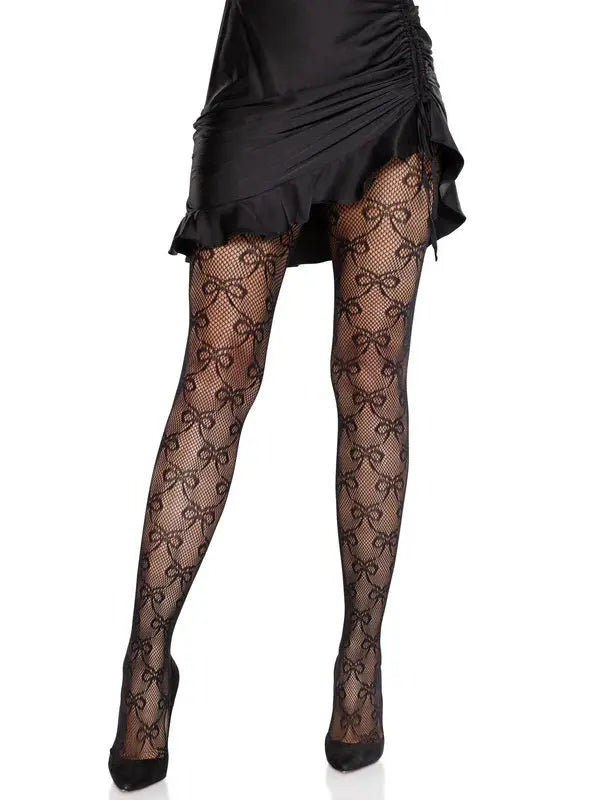 Bow Babe Net Tights O/s - Black – nylon | Fu'Cha Exotics