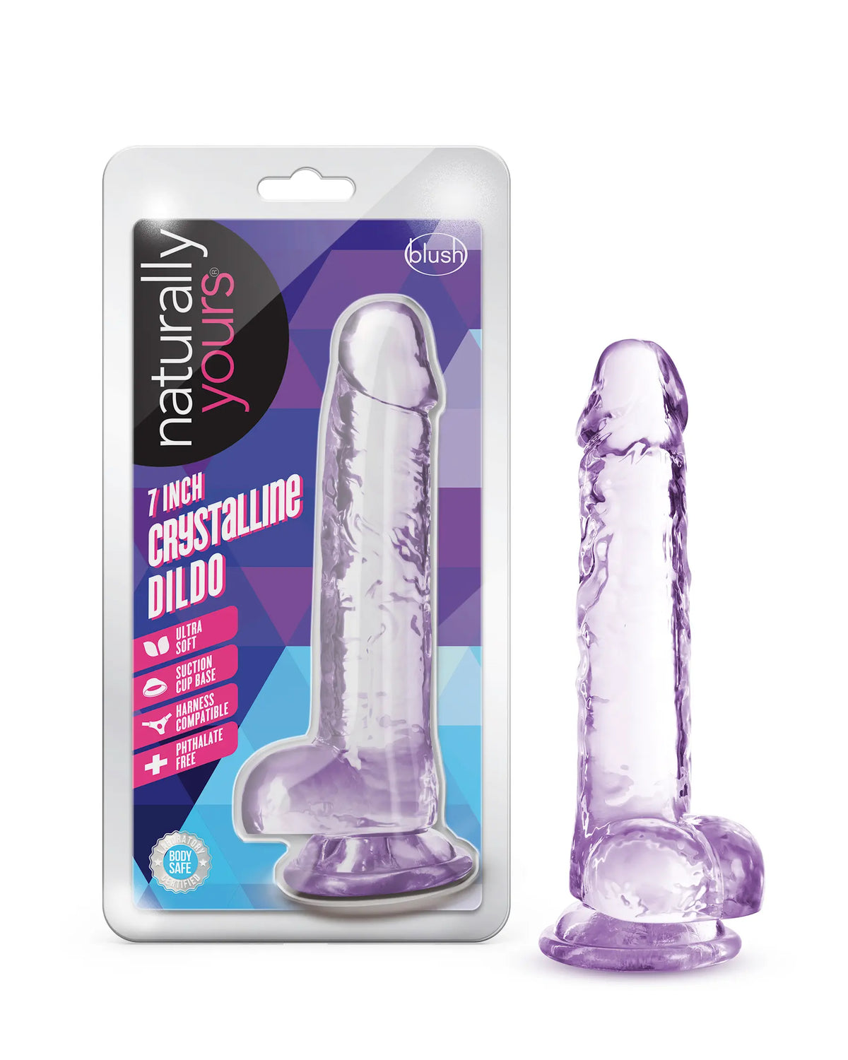 Naturally Yours - 7 Inch Crystalline Dildo - Amethhyst – body-safe materials | Fu'Cha Exotics