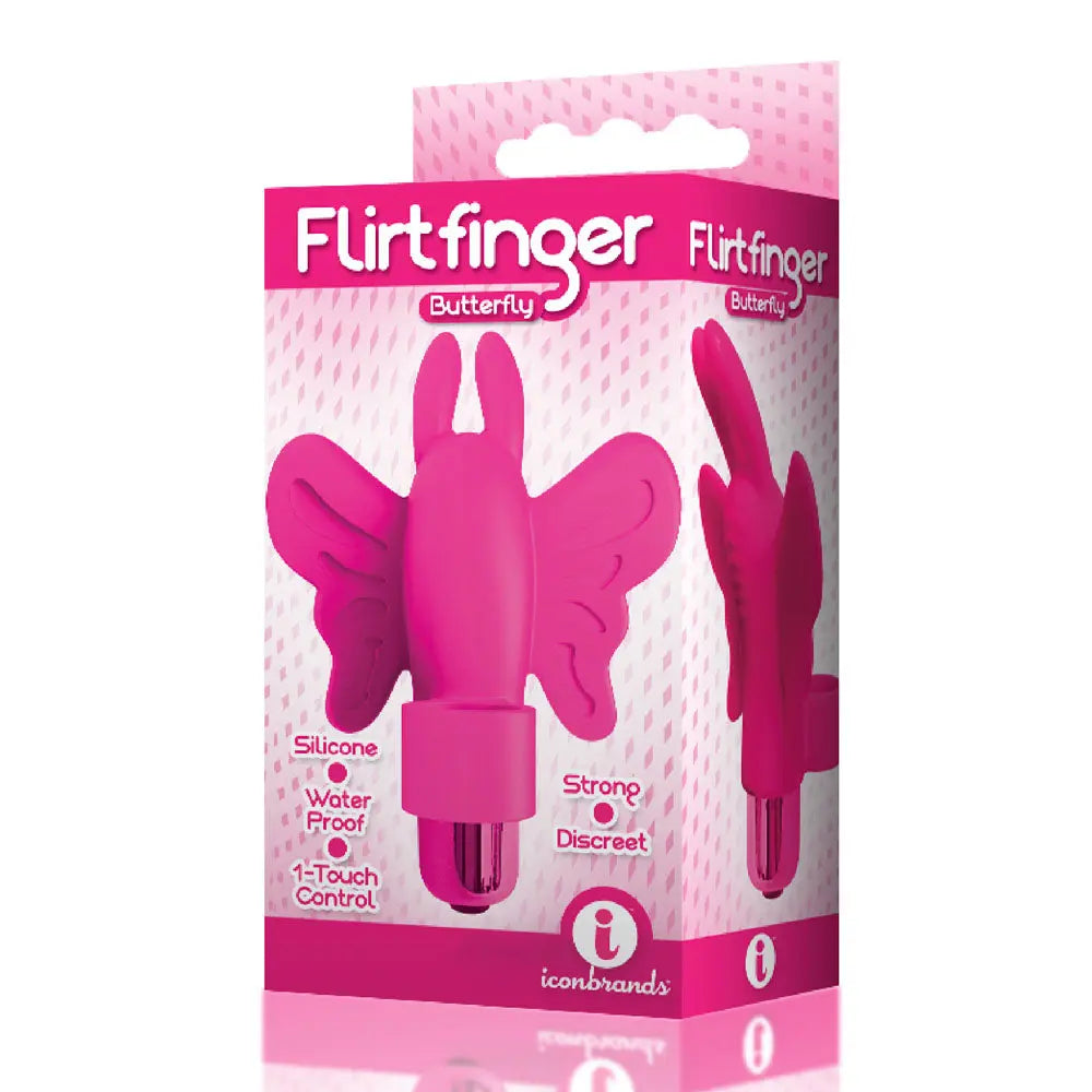The 9's Flirt Finger Butterfly Finger Vibrator - Pink – body-safe silicone | Fu'Cha Exotics