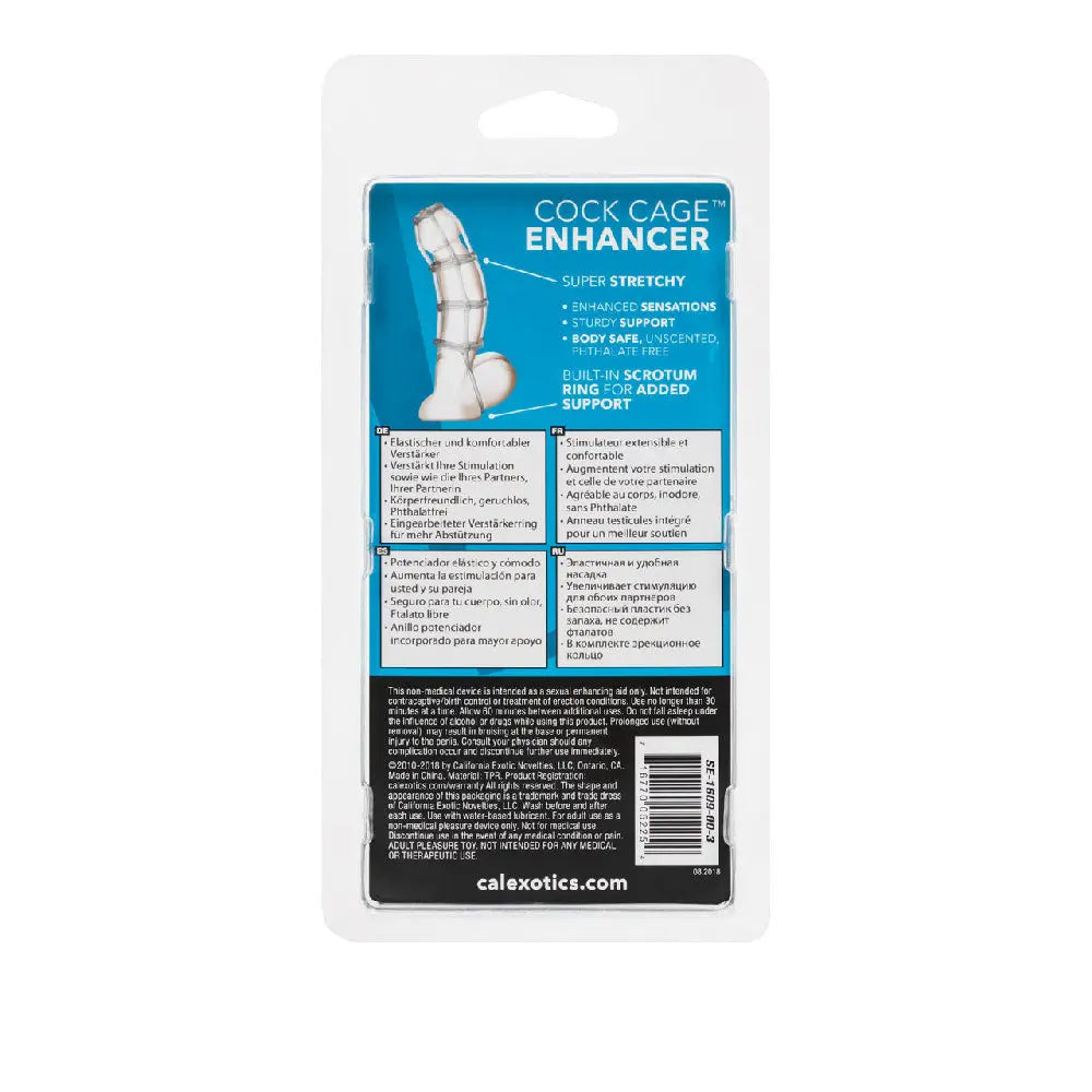 Clear cock cage enhancer in blister pack