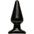 Black smooth butt plug with tapered tip and rounded base, large
