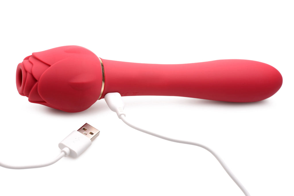 Bloomgasm - Sweet Heart Rose 5x Suction Rose and 10x Vibrator - Pink – body-safe materials | Fu'Cha Exotics