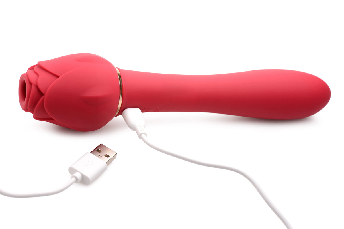 Bloomgasm - Sweet Heart Rose 5x Suction Rose and 10x Vibrator - Pink – body-safe materials | Fu'Cha Exotics