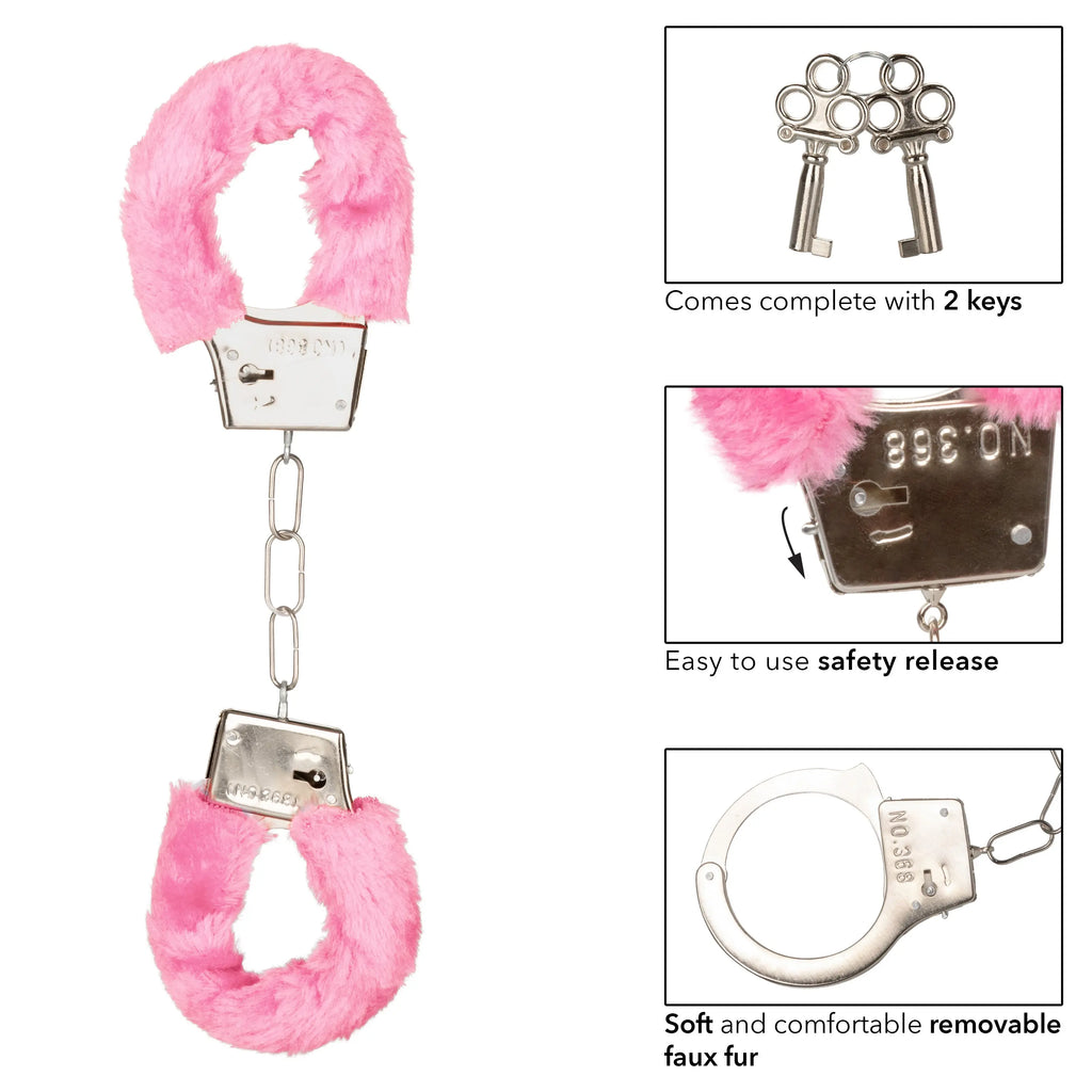 Playful Furry Cuffs - Pink – body-safe materials | Fu'Cha Exotics