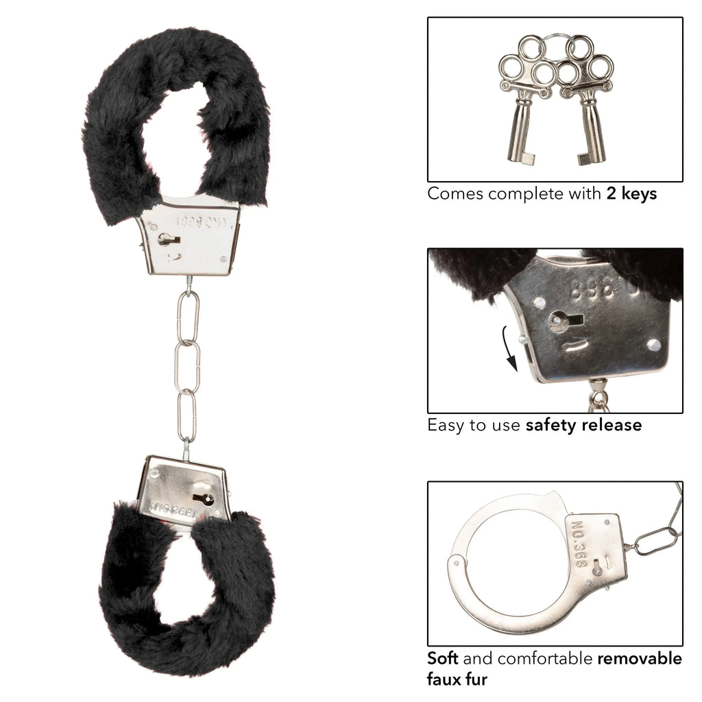 Playful Furry Cuffs - Black – body-safe materials | Fu'Cha Exotics