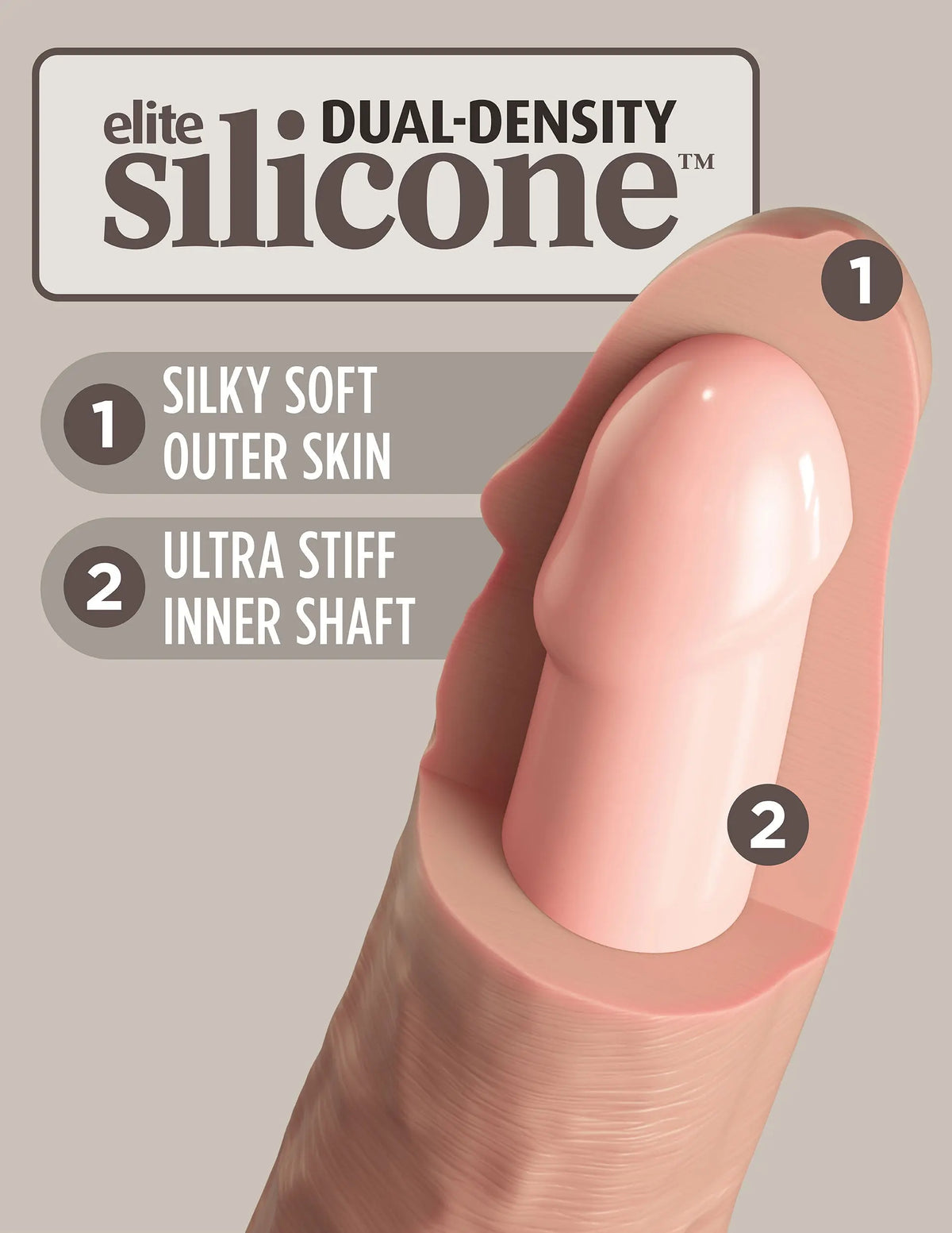 King Cock Elite 6 Inch Silicone Dual Density Cock - Light – body-safe materials | Fu'Cha Exotics