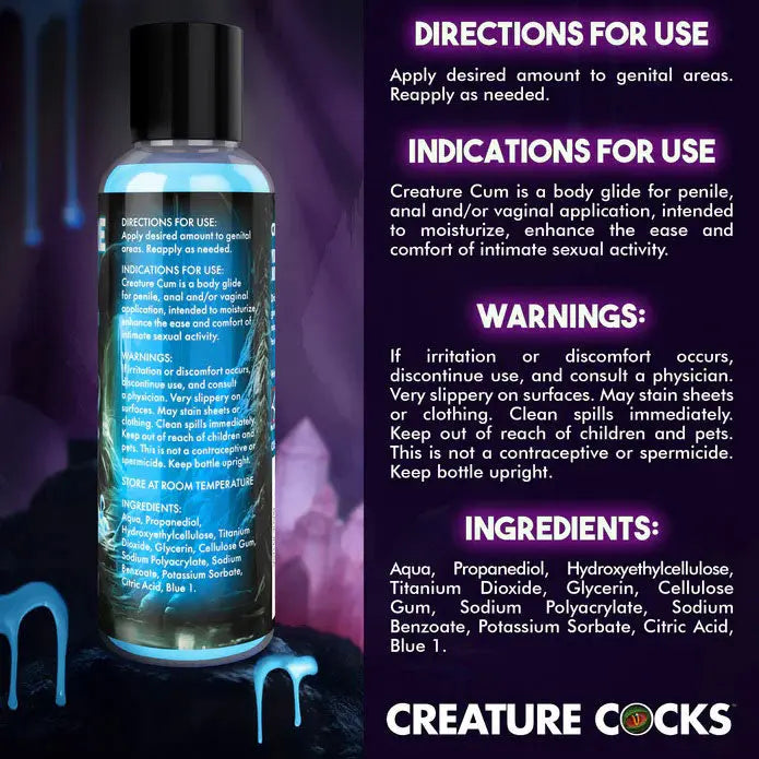 Creature Cum Blue Water-Based Lubricant 4oz – body-safe materials | Fu'Cha Exotics