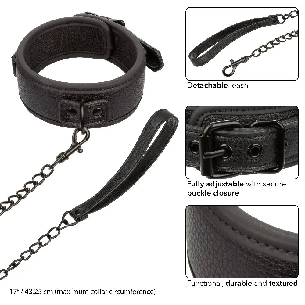Nocturnal Collection Collar and Leash - Black – body-safe materials | Fu'Cha Exotics
