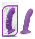 Purple curved silicone adult toy with base
