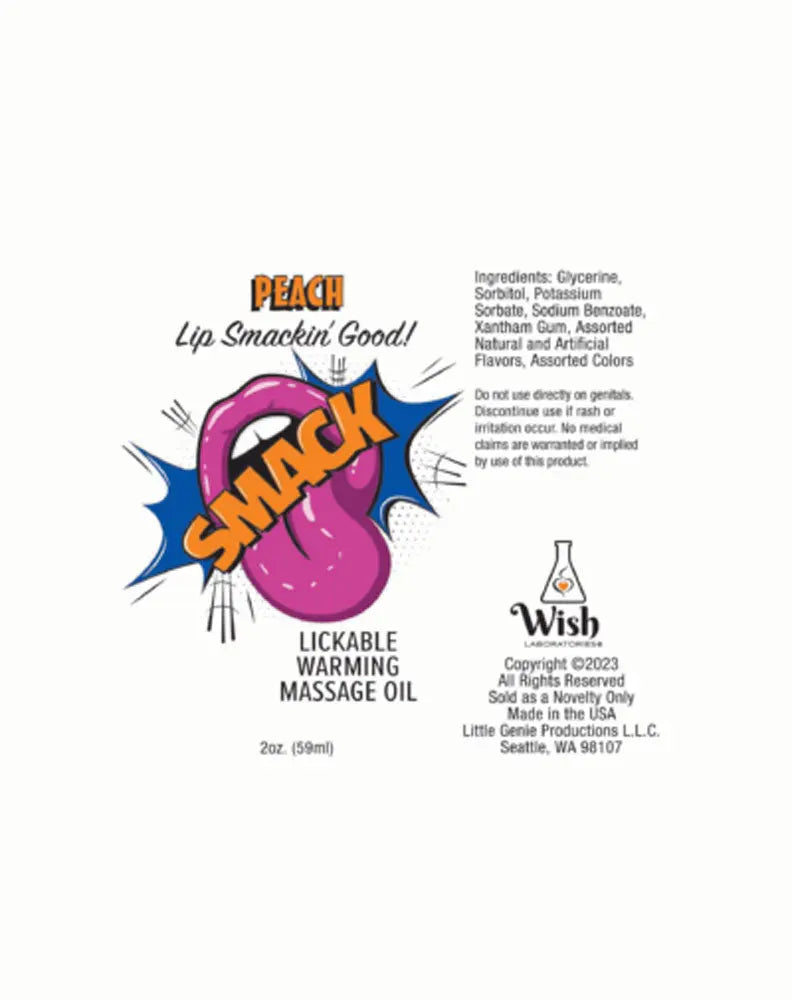 Smack Warming and Lickable Massage Oil - Peach 2 Oz – body-safe materials | Fu'Cha Exotics