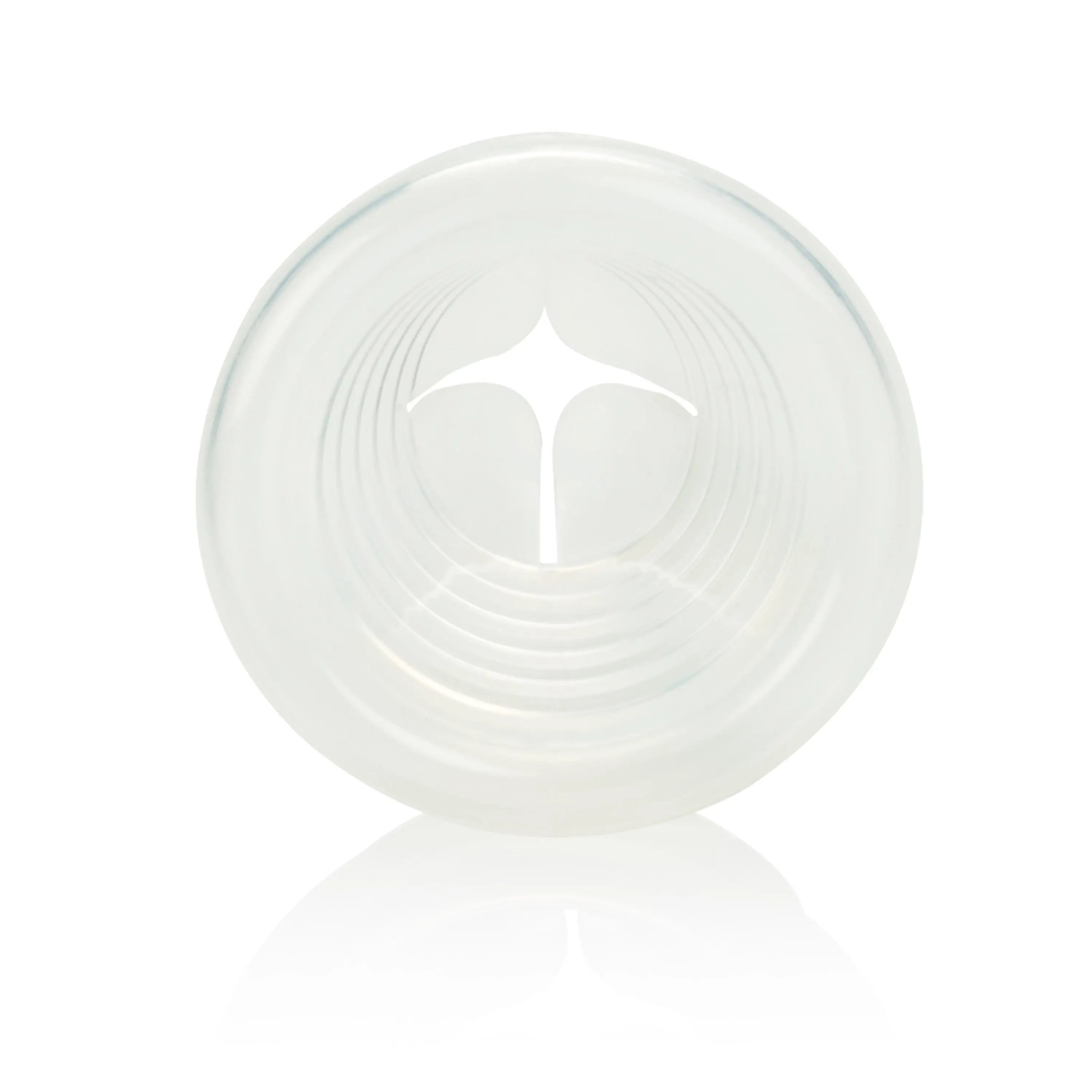 Clear universal silicone pump sleeve with ridged inner surface, round cap shape