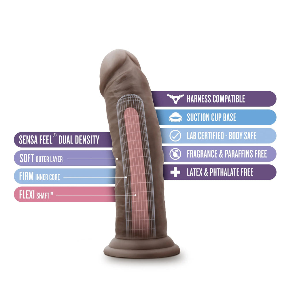 Au Naturel - 8 Inch Dildo With Suction Cup - Chocolate – body-safe materials suction stimulation | Fu'Cha Exotics