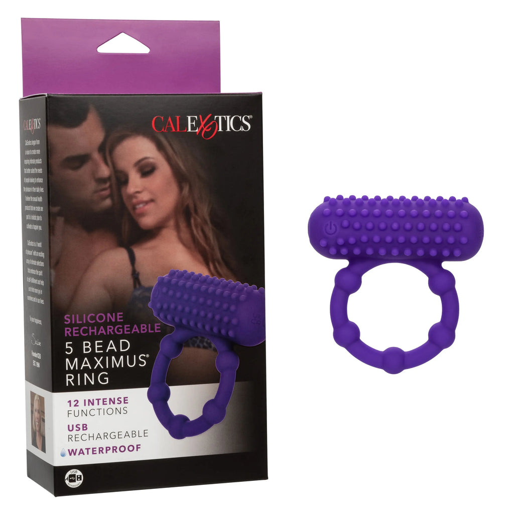 Silicone Rechargeable 5 Bead Maximus Ring - Purple – body-safe materials | Fu'Cha Exotics