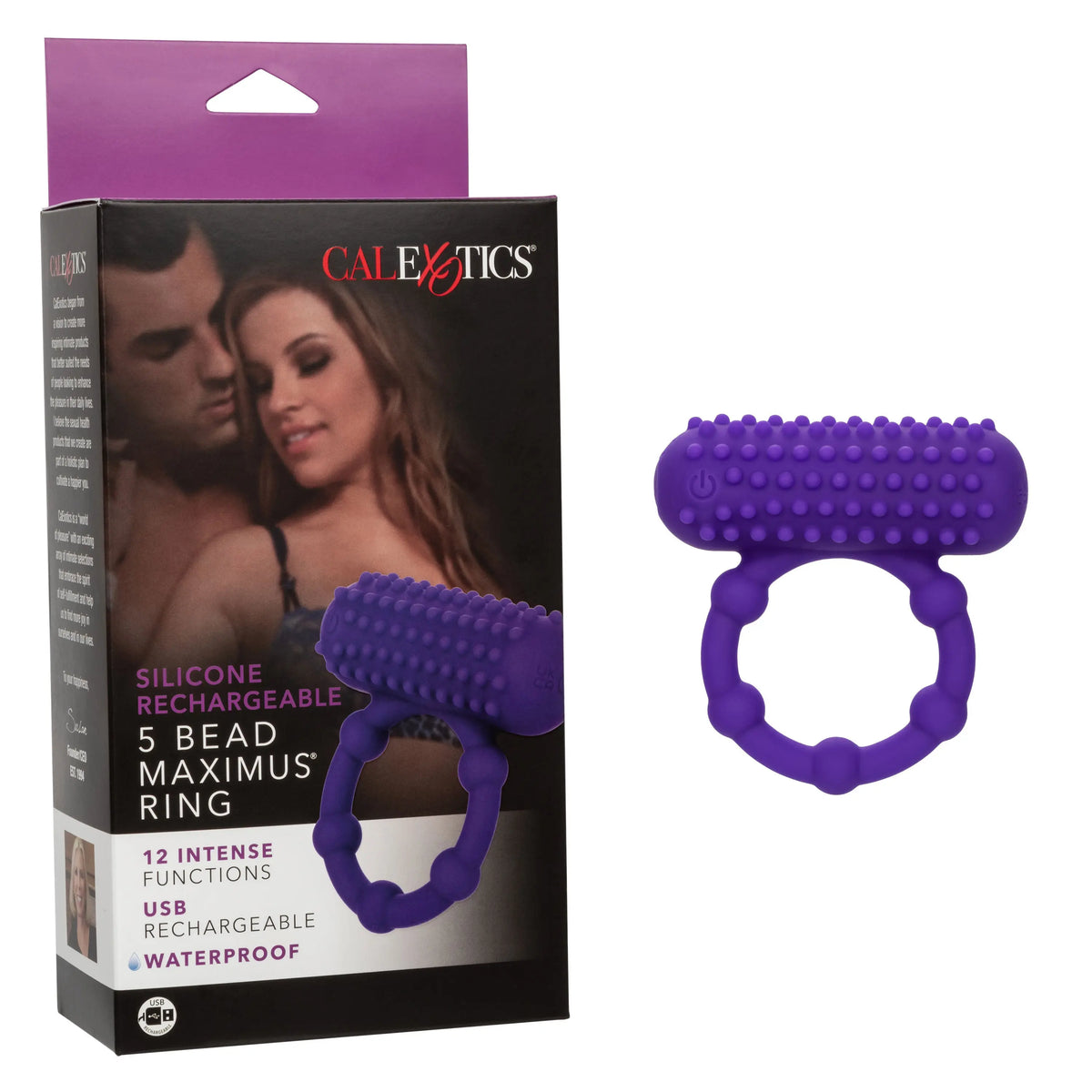 Silicone Rechargeable 5 Bead Maximus Ring - Purple – body-safe materials | Fu'Cha Exotics