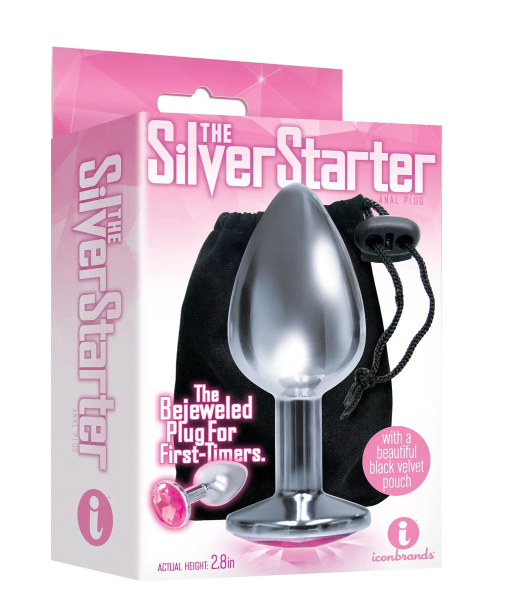 The 9's the Silver Starter Bejeweled Stainless Steel Plug - Pink – stainless steel | Fu'Cha Exotics