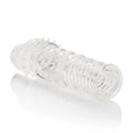 Clear plastic extension sleeve with ribbed grip and spiral textured design