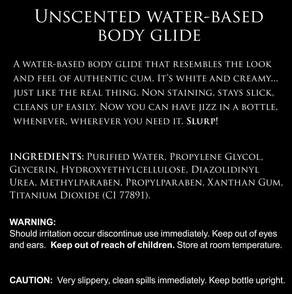 Master Series Jizz Unscented Water-Based Body Glide - 16 Oz – body-safe materials | Fu'Cha Exotics