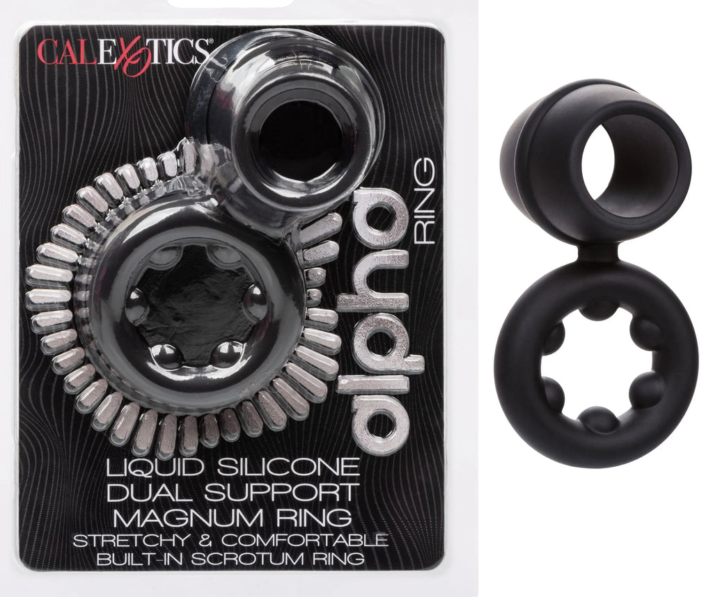Alpha Liquid Silicone Dual Support Magnum Ring - Black – body-safe silicone fully waterproof | Fu'Cha Exotics