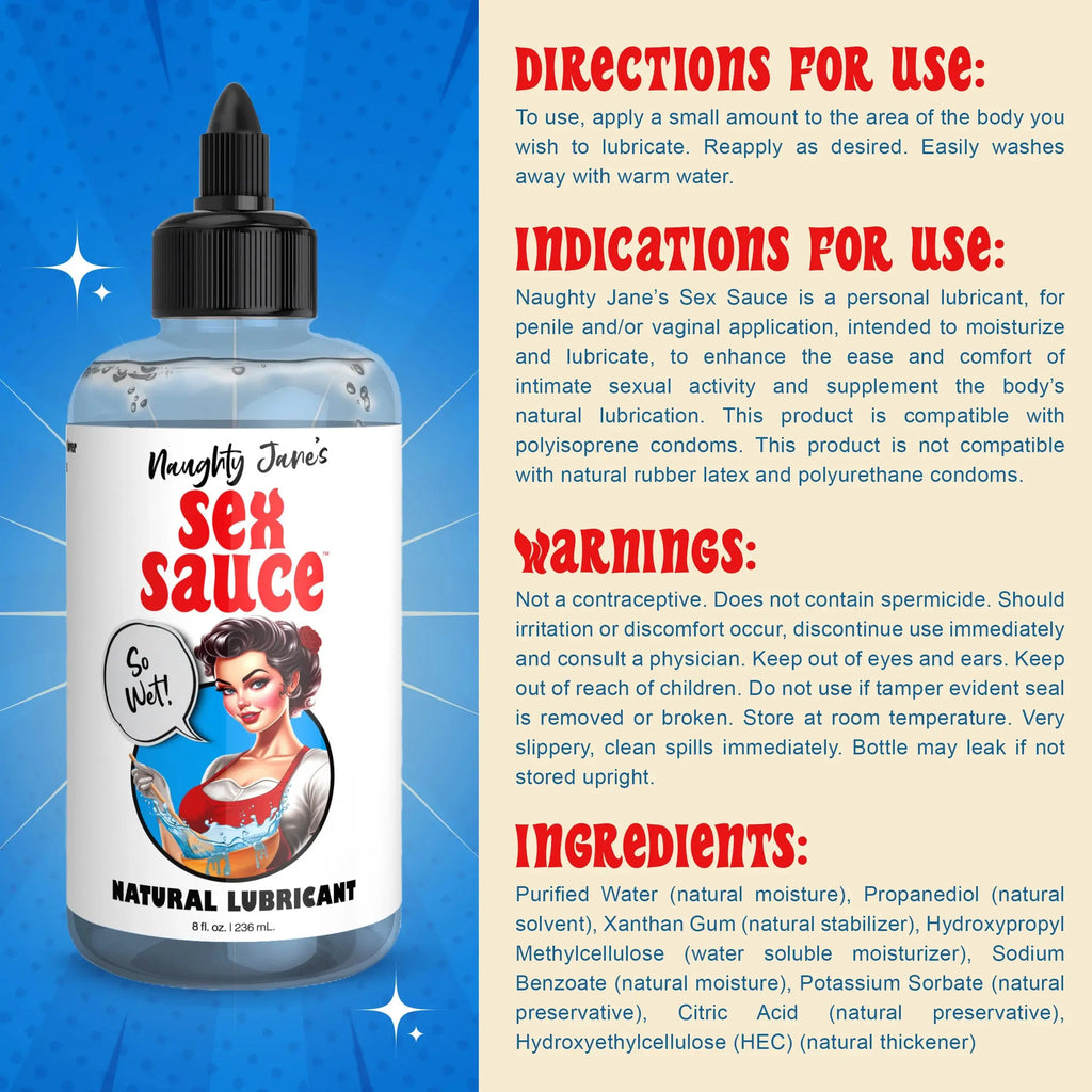 Naughty Jane's Sex Sauce Natural Lubricant 8oz – body-safe materials | Fu'Cha Exotics