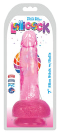 Lollicock 7 Inch Slim Stick With Balls - Cherry Ice